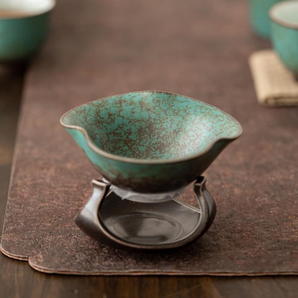 Retro Tea Leaf Filter Kiln Baked Tea Separator Tea Filter Ceramic Tea Strainers Office