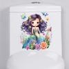 Mermaid Princess Toilet Stickers PVC Self-adhesive Waterproof Bathroom Decals Mural Sticker