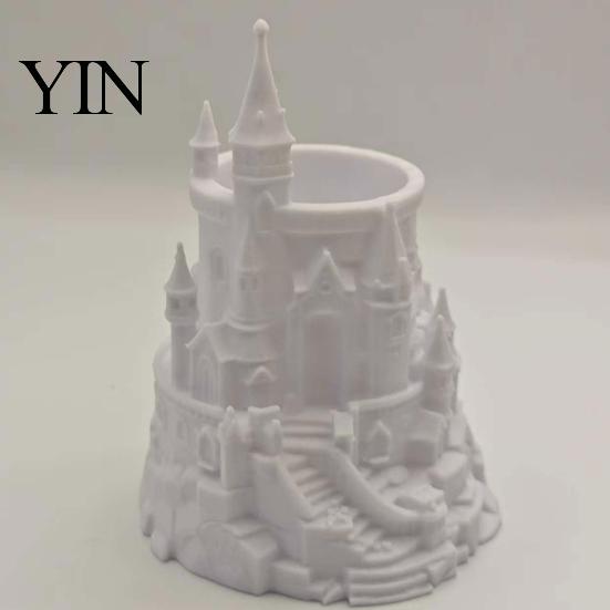 Unique Pen Stand Castle Shape Holder, 3D Printed Desk Organizer for Pens, Pencils, Carved Holder Makeup Brushes, Decorative Pencil Storage Cup