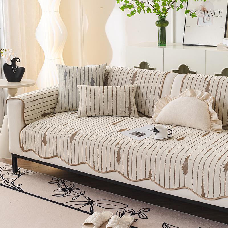 Special-Shaped Summer Ice Silk Sofa Cushion Summer Mat Seat Cushion Fixed Non-Slip Sofa Cover New Cover