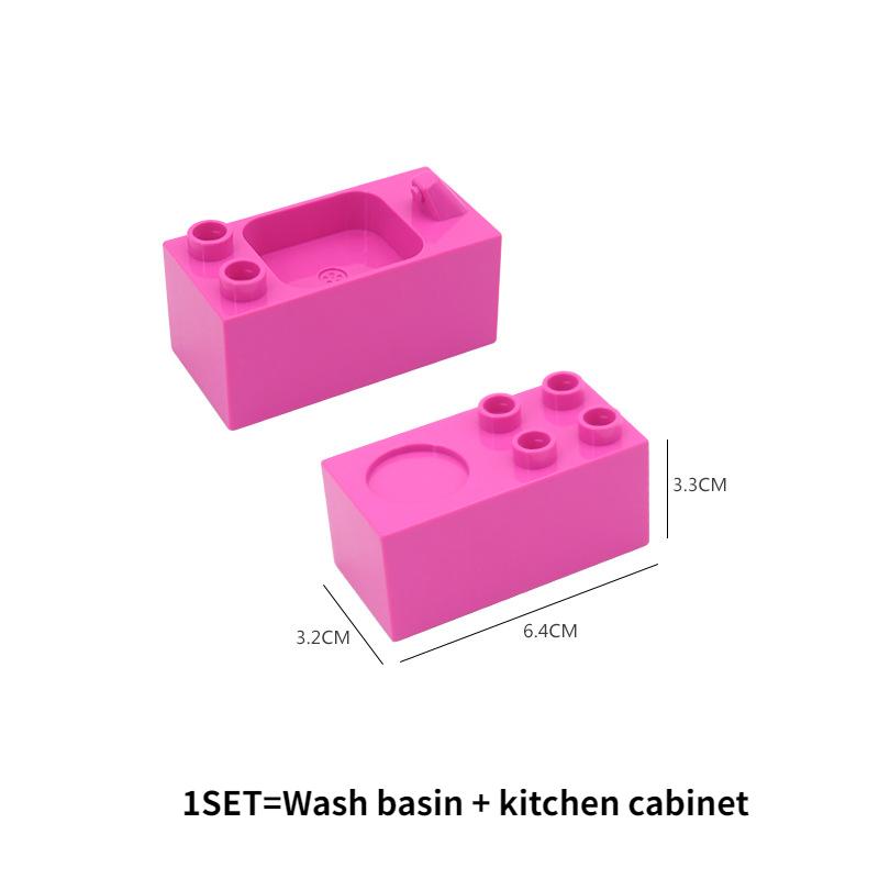 Big Building Blocks Bathroom Kitchen Furniture Accessories Compatible With Large Bricks Educational Diy Toys Children Kids Gifts