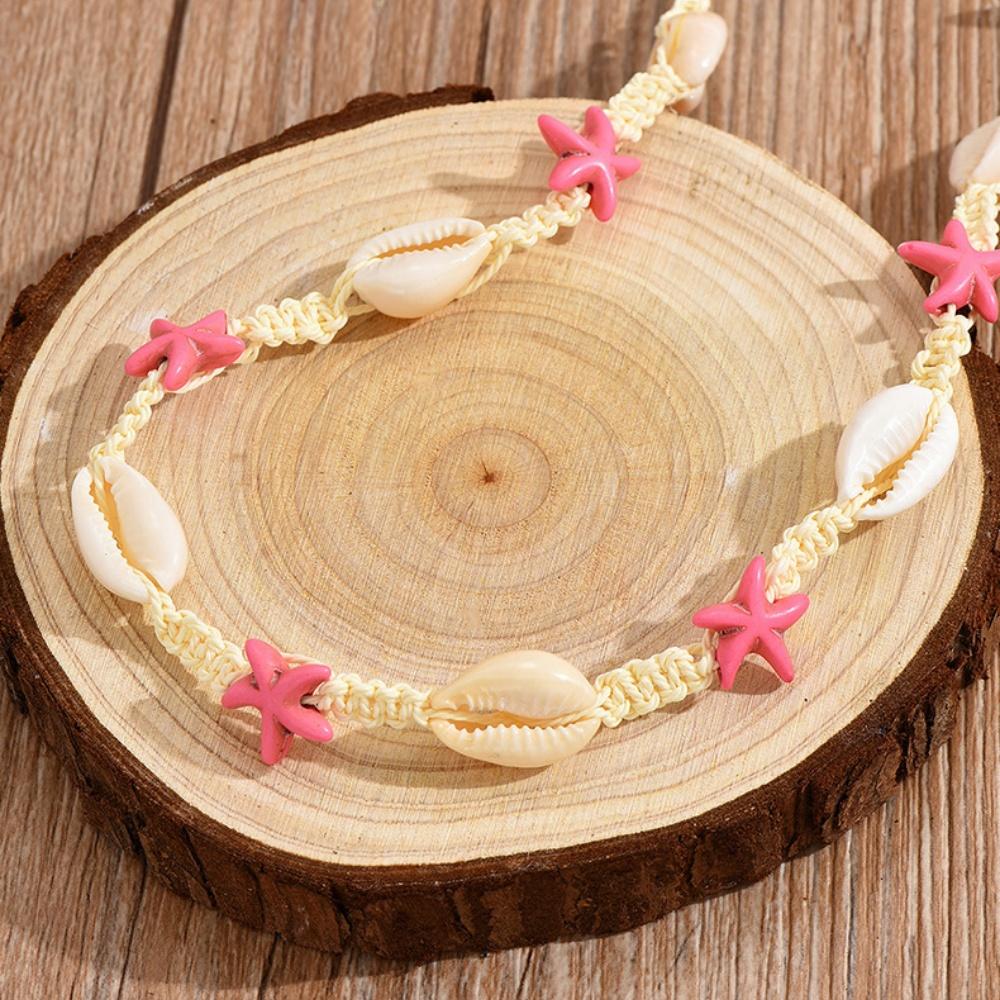 New Shell Necklace Elegant Rope Handmade Pink Starfish Necklace Shell Necklace Simple and Fashionable