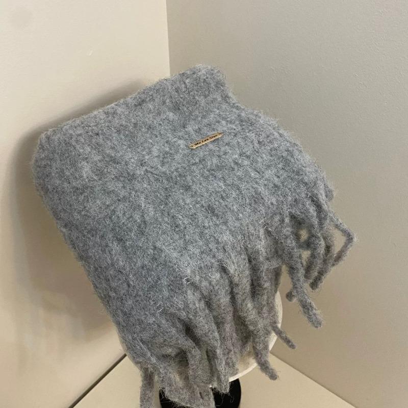 Cachecol versátil doce e fofo cor de doce inverno espessado xale quente mohair cor sólida cachecol de casal