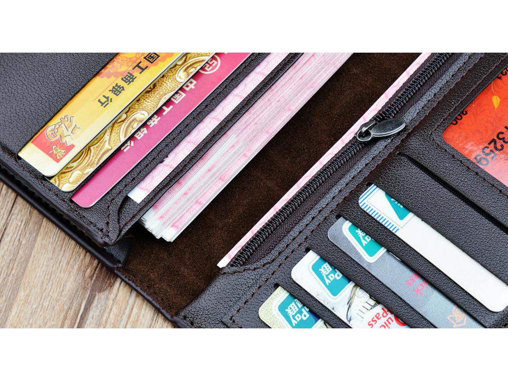 Herren Geprägtes Langes Lederportemonnaie - Großes Fassungsvermögen Vertikales Anzugportemonnaie