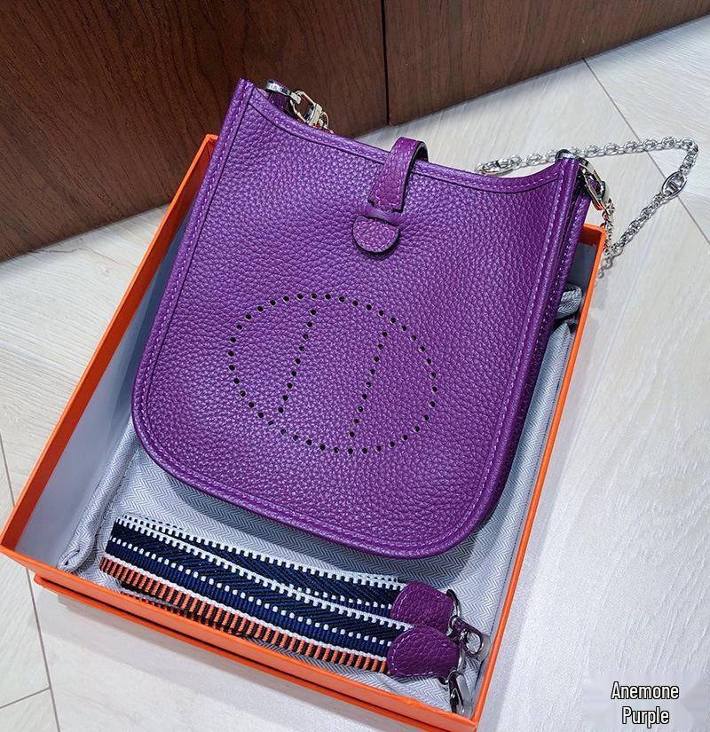 

Женская мини-сумка-ведро из натуральной коровьей кожи с узором личи Evelyn Design