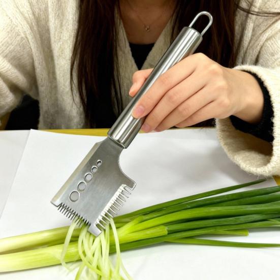 4-in-1 Stainless Steel Scallion Slicer & Shredder Multi-Function Kitchen Tool for Julienne Ginger Ergonomic Rust-Proof Essential for Chopping Slicing