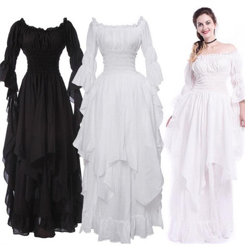 

Lace Flared Sleeve Retro Gothic Dress Cosplay Prom Princess XS