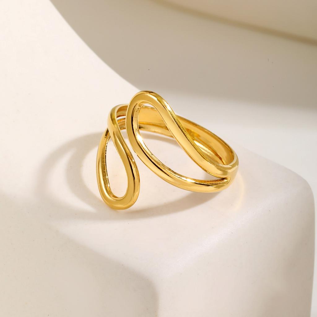 Asymmetrische geometrische Hohlringe aus Edelstahl für Damen, Schicke mehrschichtige Ringe mit unregelmäßiger Öffnung, Modeschmuck Geschenke