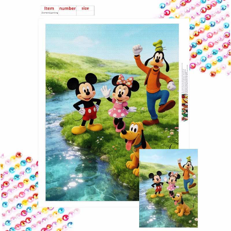 Disney Diamond Painting Kit Mickey Minnie Goofy Pluto What Room Wall Decor Handmade Art Gift Round 20x30cm