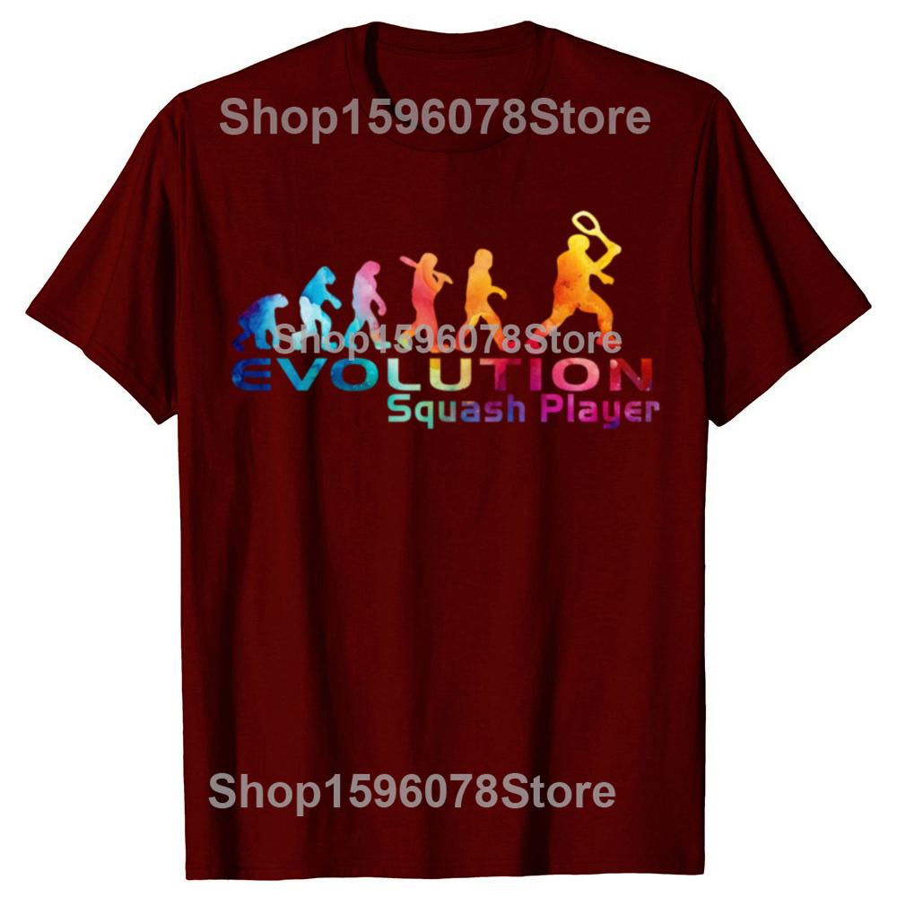 Funny Evolution Of Squash Player T Shirts Men Women Pure Cotton Humor Streetwear Tee Shirt Short Sleeve Unisex Loose Clothing