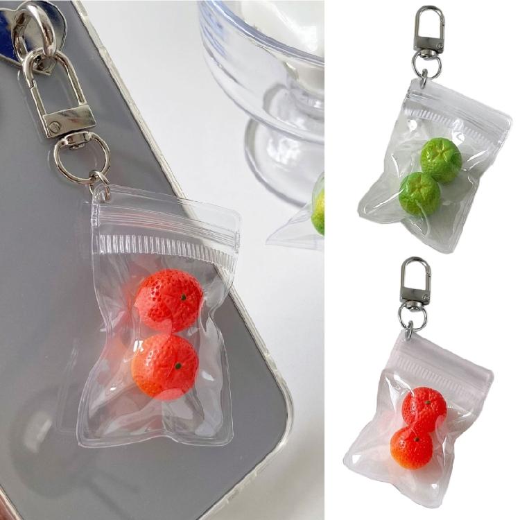 Adorable Citrus Fruit Key Ring Orange Keychain Alloy Materials Lovely Jewelry Perfect For Keys Or Phone Accessories