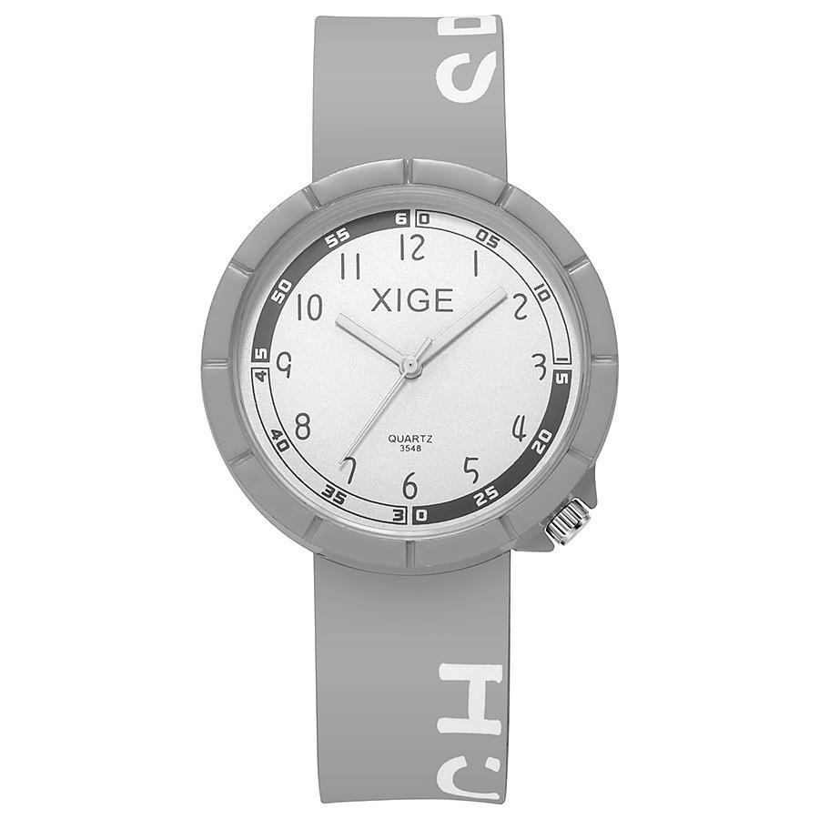 Cute Children S Waterproof Watch Skin-Friendly Silicone Color Student Boys And Girls Children S Quartz Watch серый