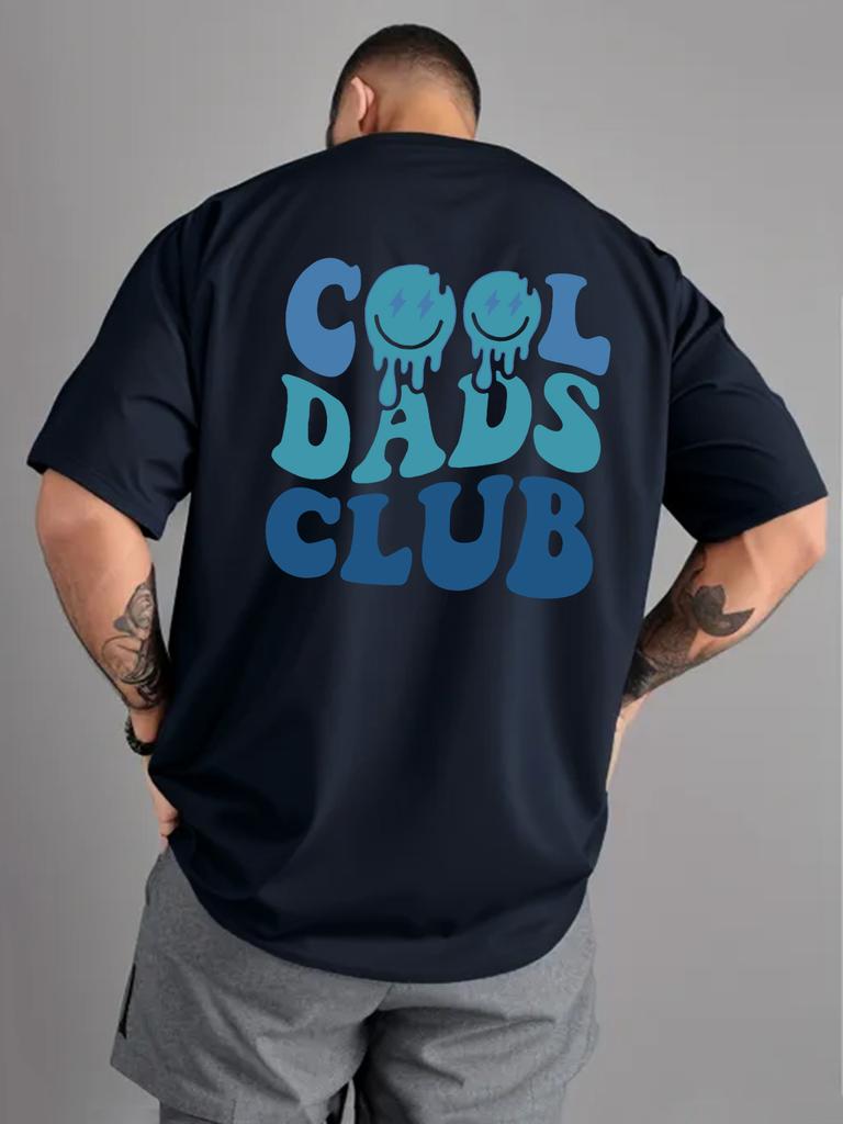 Men's 100%Pure Cotton Summer Cool Dad Club Letter Print Lightweight and Breathable Round Neck T-shirt Casual Short Sleeved Shirt