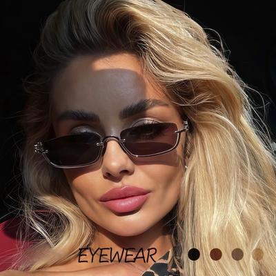 Trendy Small Frame Square Sunglasses Women Fashion Trend Half Frame Y2K Metal Sunglasses Street SSenior Sense Sunglasses