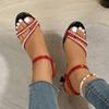 Fashion 2025 Summer New Rhinestone Designed Fashion Open Toes Sandals for Women's Comfortable Strap Elegant Beach Slim Heels Cool Pumps