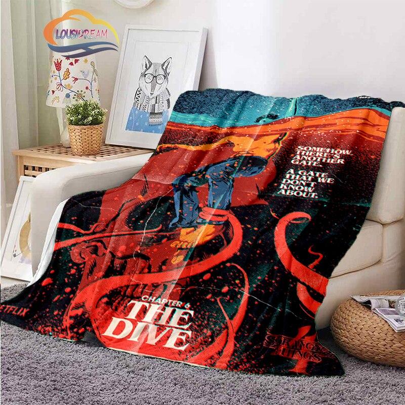 Horror Series Stranger Things Series Flannel Blanket Bedroom Sofa Bed Four Seasons Soft Blanket Travel Light Comfortable Blanket