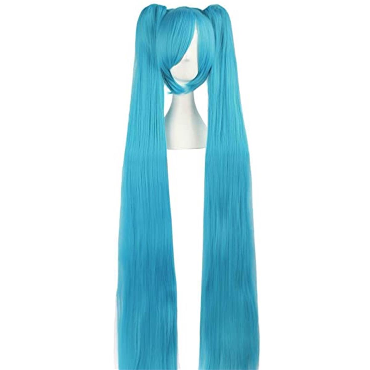 

Blue Straight Hair Detachable Hatsune Miku Cosplay Anime Heat Resistant Synthetic Wig Birthday Gift Anime Party синій