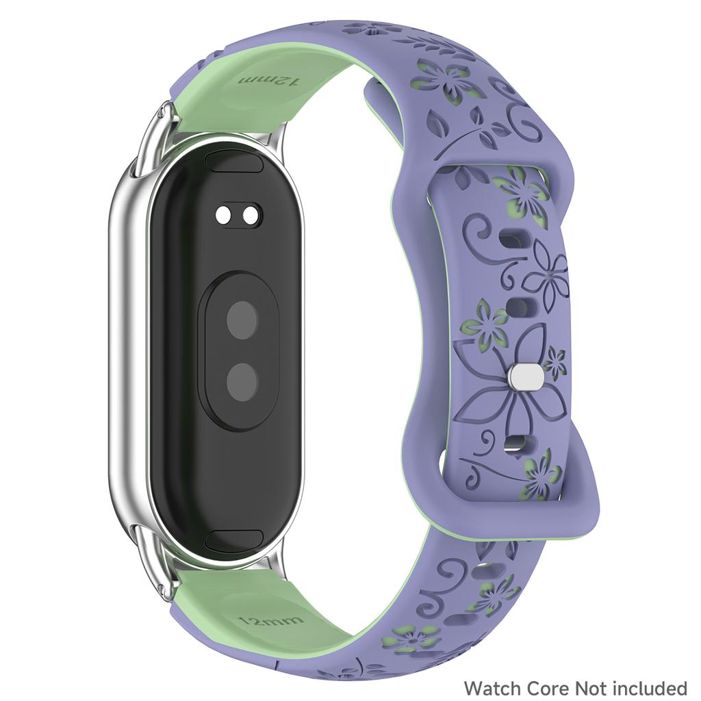 New Silicone Flower 3D Engraved Bracelet for Xiaomi Band 9 NFC Smart Watch Breathable Watchband for Xiaomi Band 8 NFC strap