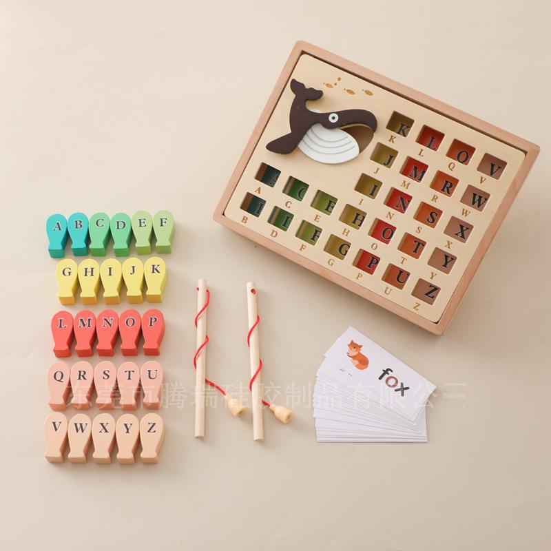 Children's Wooden Magnetic Fishing Toy - Learn English Alphabet & Word Spelling Fun