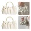 PU Leather Cute Handbag with Pear Handle Versatile Sling Bag Solid Color All-Match Cloud Bag Travel Shopping Shoulder Bag