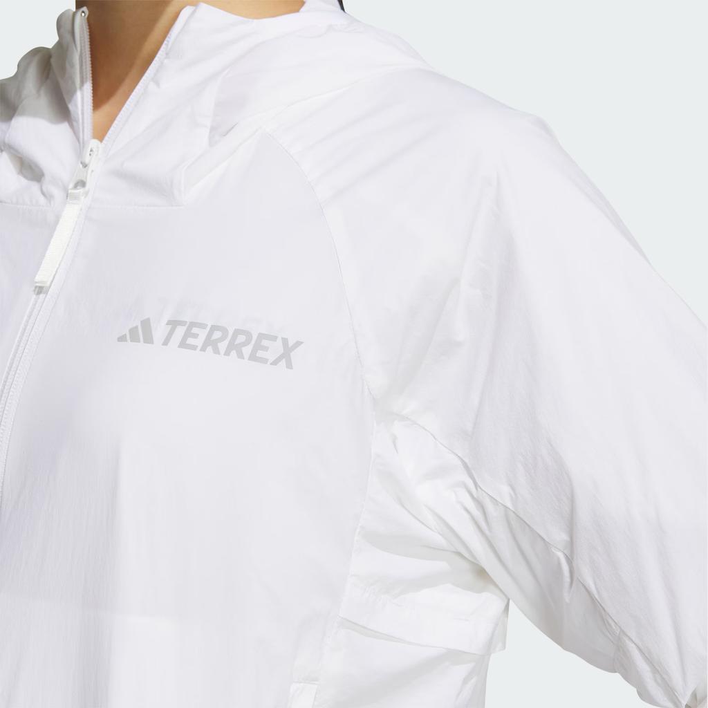 adidas Unifarbene Logo Outdoor UPF50+ Sportliche Kapuzen-Hautjacke Atmungsaktiver Sonnenschutz Damenjacken Weiß IS0279