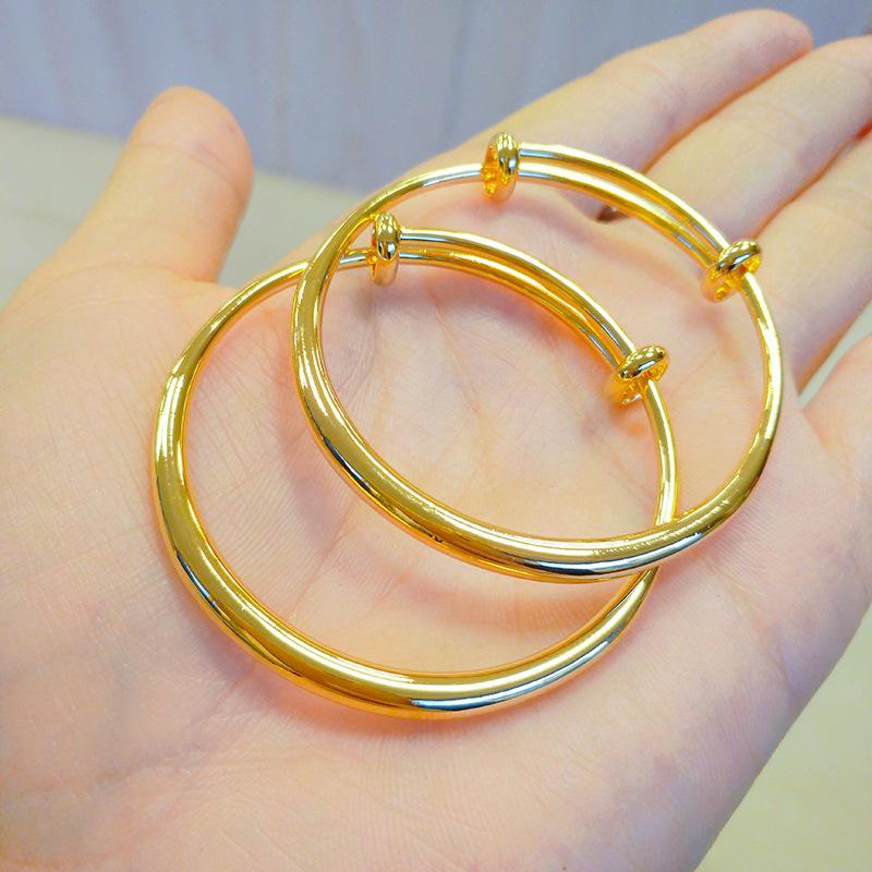 Gold Sand Adjustable Baby Bracelet - Smooth Ring Design for Children