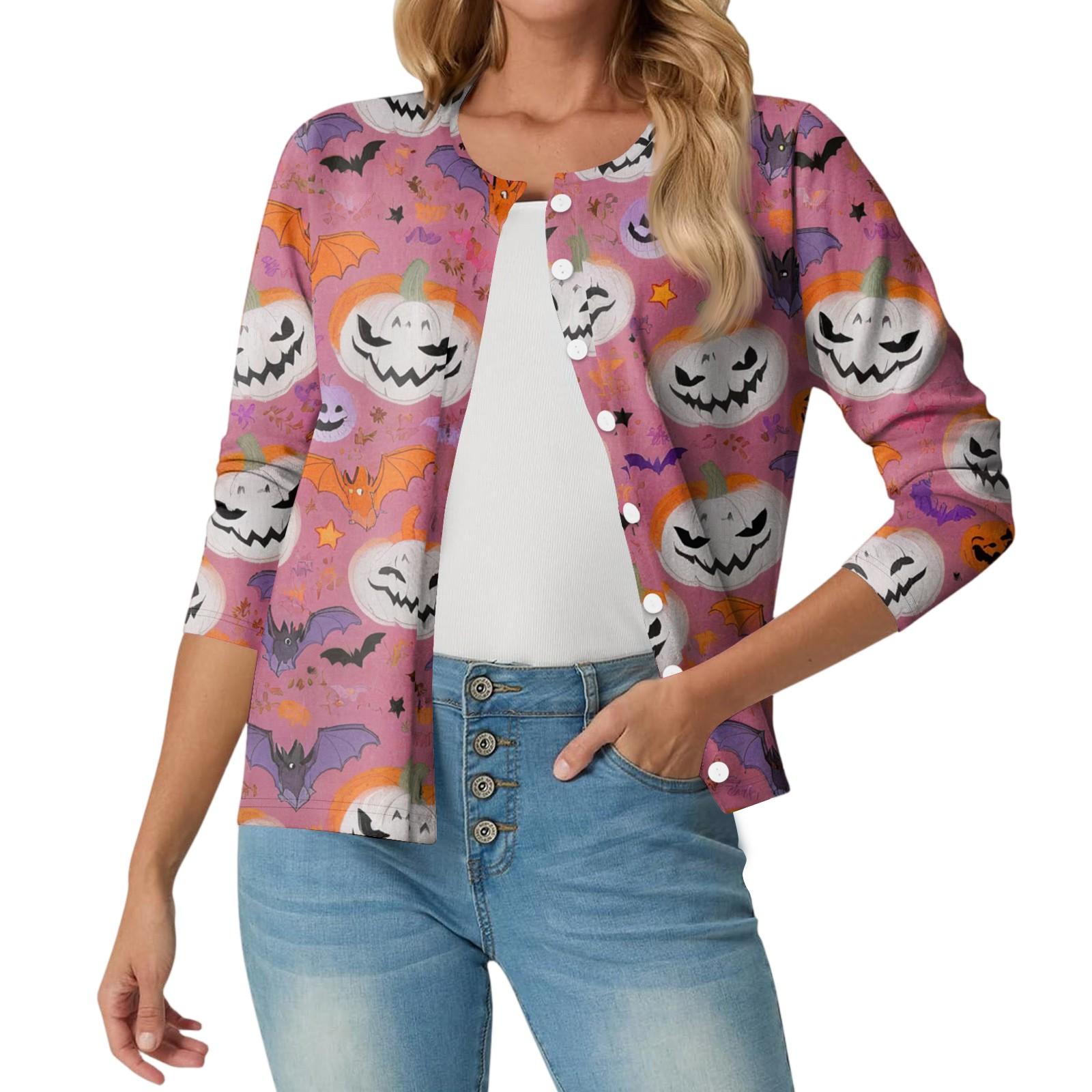 

Женский модный, повседневный, удобный кардиган-жакет с принтом на Хэллоуин XL арбуз красный