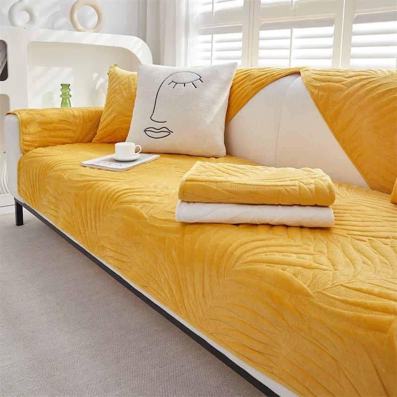 Winter Thick Plush Sofa Cover for Living Room Soft Velvet Sofa Mat Chaise Lounge Towel Universal Non-Slip Couch Back Slipcovers