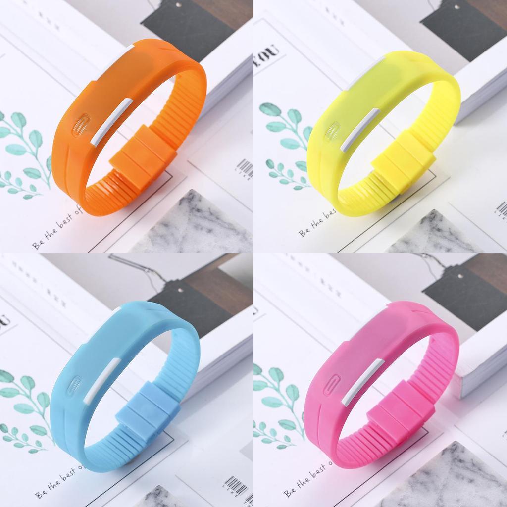 Stylish Kids Digital Led Silicone Watch With Adjustable Strap And Rectangular Dial