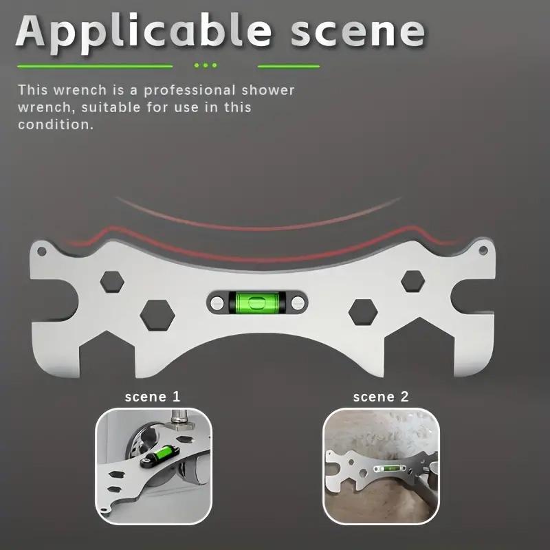 Multifunctional Stainless Steel Bathroom Wrench Tool Shower Installation Hexagonal Level Faucet Angle Ruler Distance Measuring