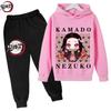 Sudadera con capucha para niño del anime Demon Slayer de Tanjiro y Nezuko Sudadera Infantil Estilo Callejero Coreano Kpop Sudadera para Niña Ropa de Calle Conjunto