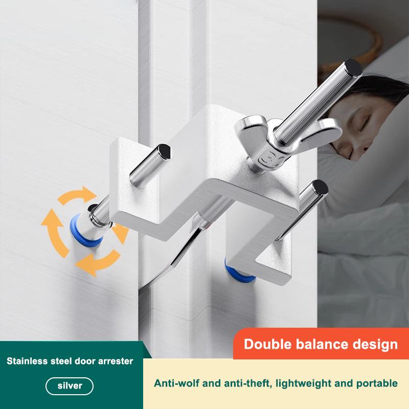 Portable Door Lock Dual Nut Adjustment Body Hotel Door Locks Self-Defense Door Stop Travel Anti-Theft Door Stopper Safety Lock