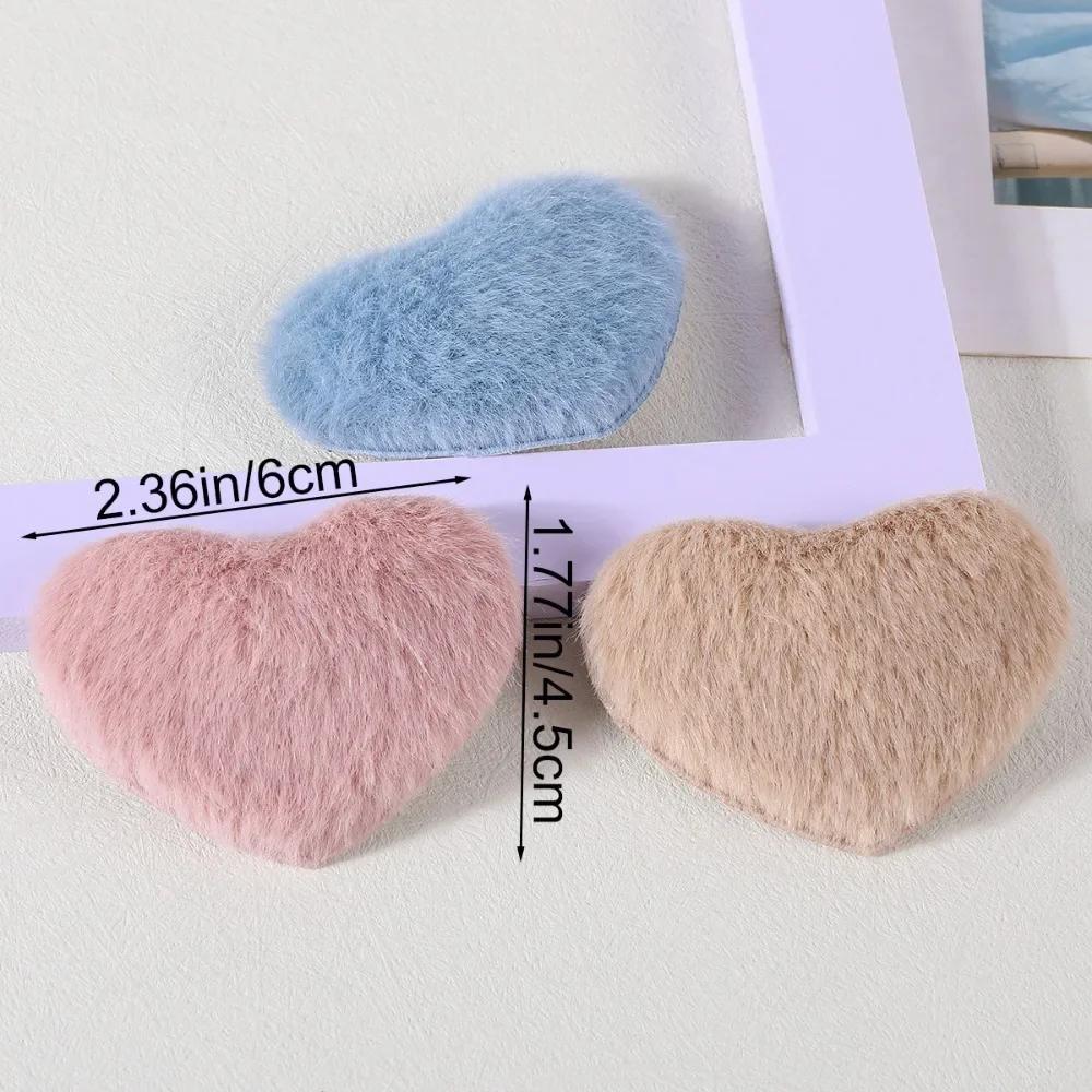 10Pcs Plush Heart Hair Clips for Women Colorful Love Heart Plush Fluffy Barrettes Hairpins Girls Hair Accessories