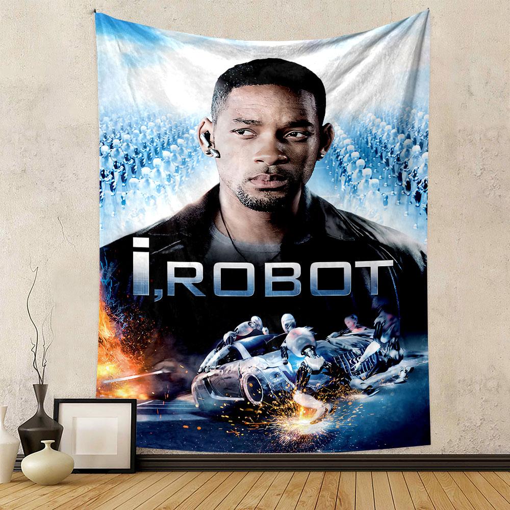 I Robot Tapestry Wall Hanging, Will Smith Sci-Fi Movie Poster, Futuristic Wall Decor for Bedroom Living Room Dorm
