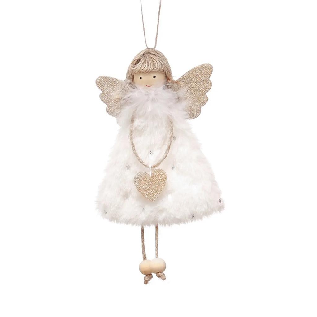 3-Pack Glam Style Angel Girl Fabric Christmas Tree Topper Pendants - Creative Holiday Decor for Home, Office, Party