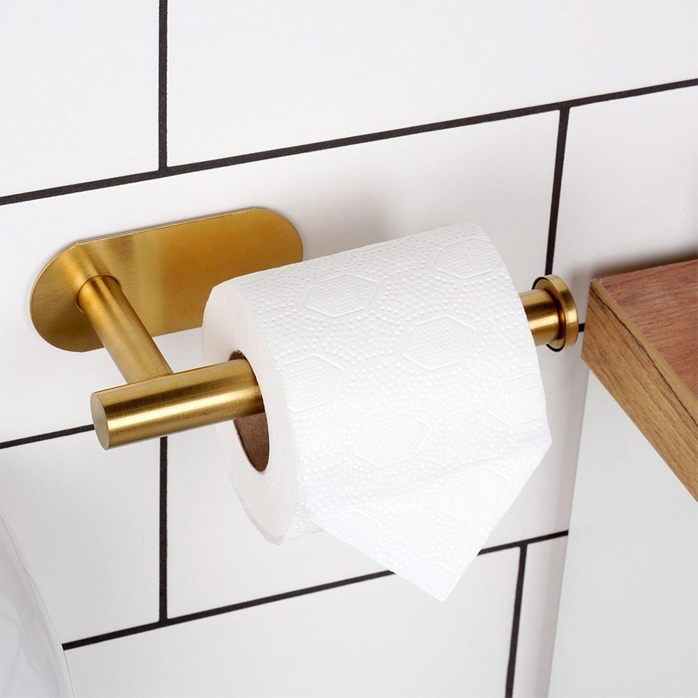 Uchwyt na papier toaletowy Ścienny Samoprzylepny Haczyk łazienkowy Złoty