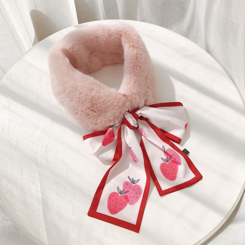 Women Fake Collar Tie Winter Faux Fur Woman False Collar Girls Detachable Fur Collar Ribbon Warm Scarfs for Ladies Neckerchiefs
