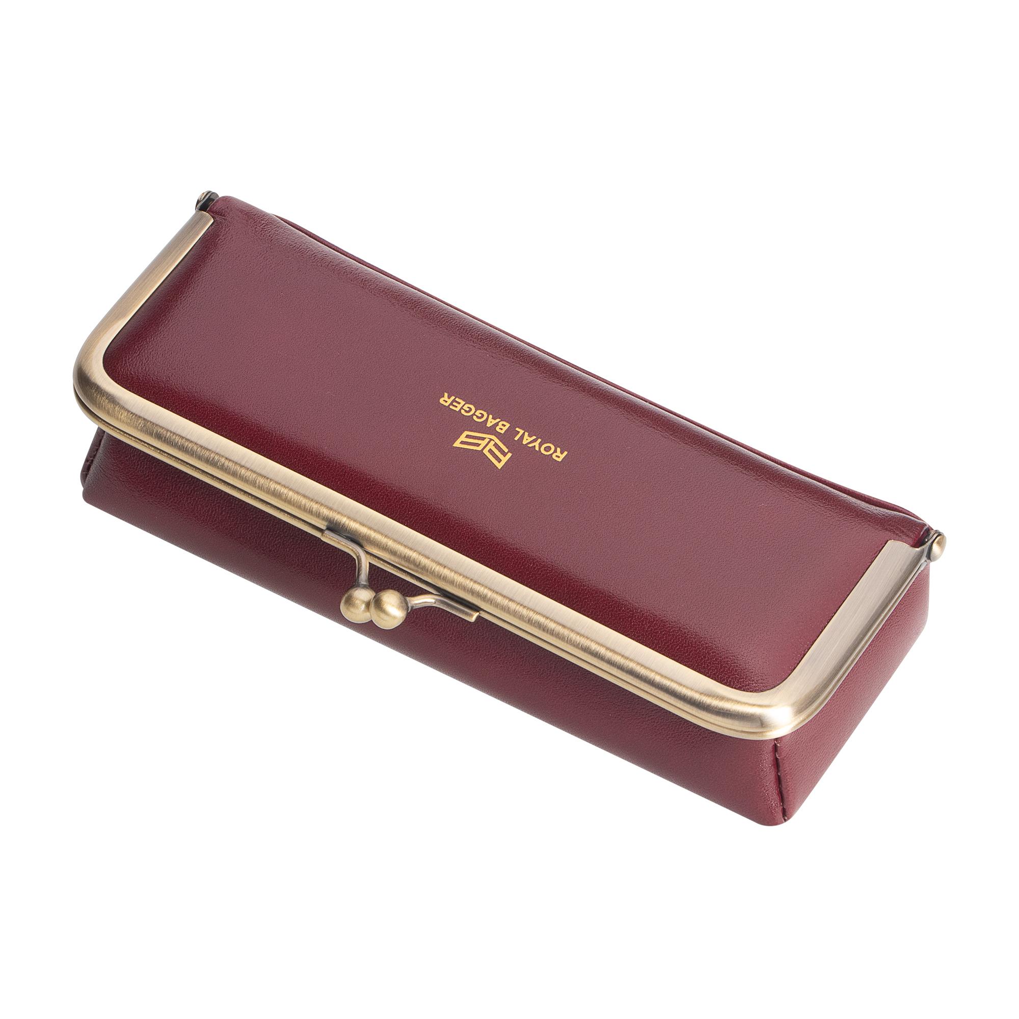 

Royal Bagger Genuine Cow Leather Jewelry Box for Women – Retro Glasses Case, RFID Blocking, Organizer & Kiss Lock Purse with Mirror 6135 красный