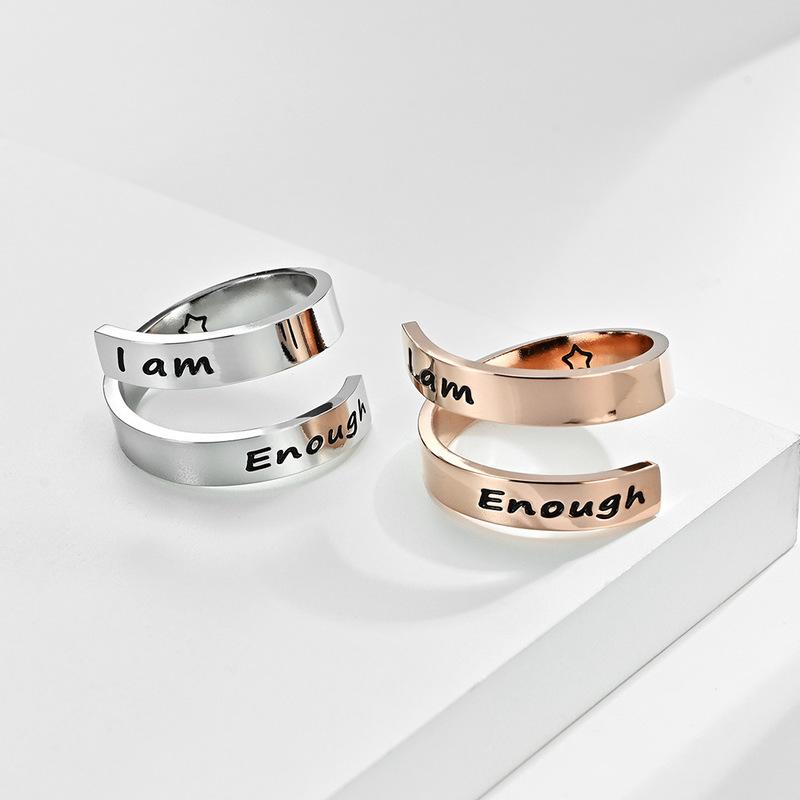 Fashion Unisex Rings Rose Gold/silver Ring I Am Enough Awareness