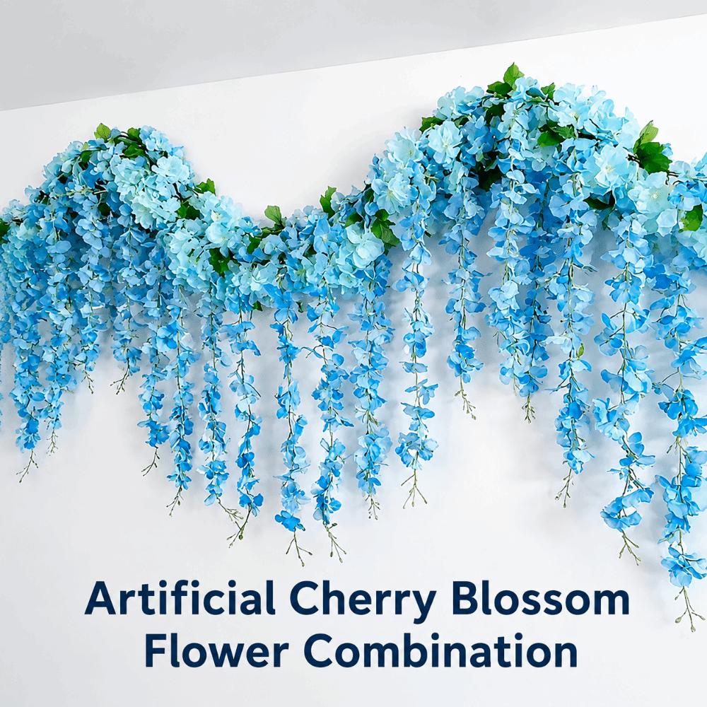 Multicolor Artificial Wisteria Flower Vine Cherry Flower Hanging Garland Wedding Decoration