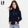 Izzue Women's Half-Zip Polo Long-Sleeve T-Shirt