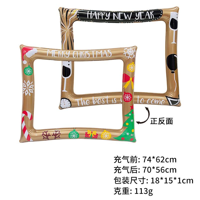 Christmas Party Inflatable Photo Frame PVC Durable Photo Booth Prop Selfie Fun Decoration Christmas Inflatable Selfie Prop As Picture