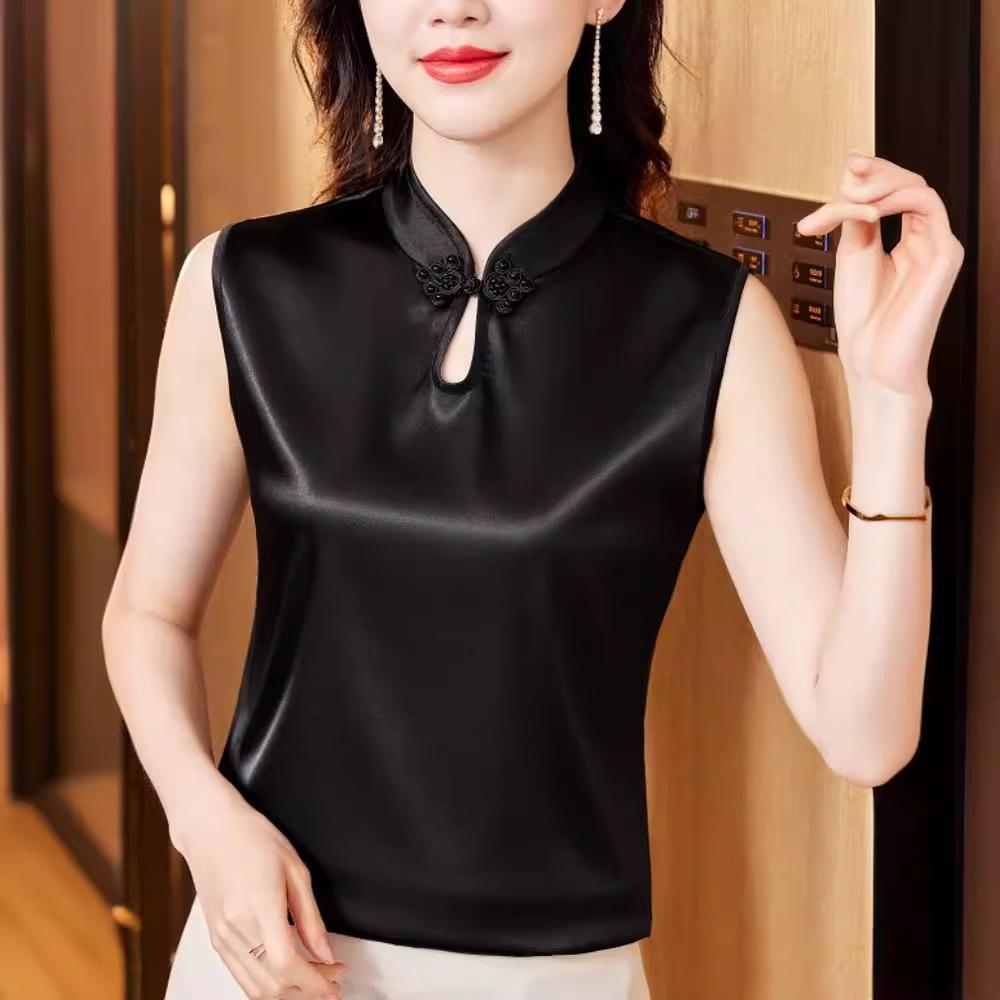 Spodní vesta se stojáčkem pro dámské vnitřní topy na léto nový čínský styl čínské zapínání vně se saténovými ramínky