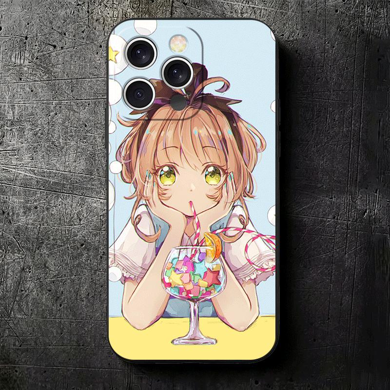 CardCaptor Sakura Anime Soft Phone Case for iPhone 16 16E 17 Air 15 Pro Max 14 Plus 13 Mini 11 12 7 Black Cover Back Shell