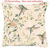 2D Flat - 1pc, Square Pillow Cover, Suitable for Spring And Pastoral Home Settings, Featuring a Light Watercolor Design of Hummingbirds And Floral Vin