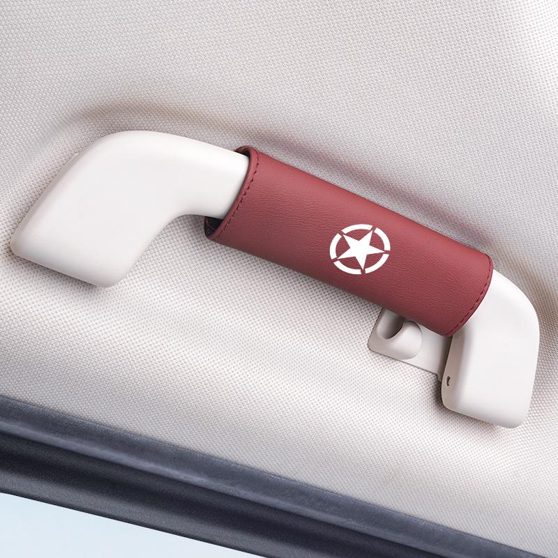 1Pcs PU Leather Roof Handle Anti-scratch Protector Case For Jeep Wrangler Renegade Compass Grand Cherokee Patriot Rubicon