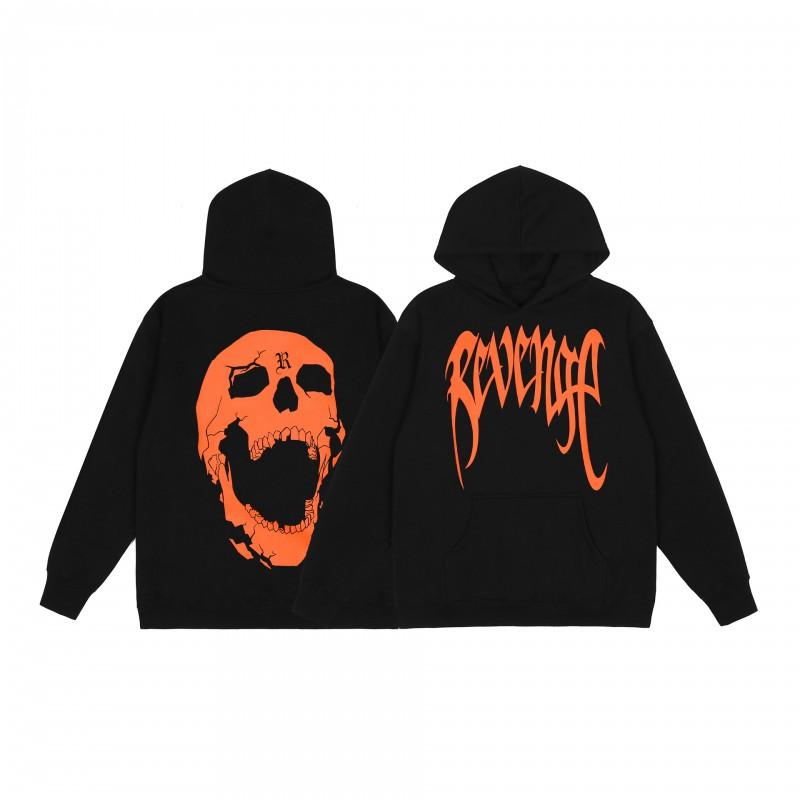 Mens Oversized Hoodie With Embroidered Skull Spine Design Streetwear Casual Pullover Cotton Blend Loose Fit