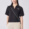 Puma Her Polo Tee Solid Loose Fit Short Sleeve Polo Shirt Women tops Black 676651-01
