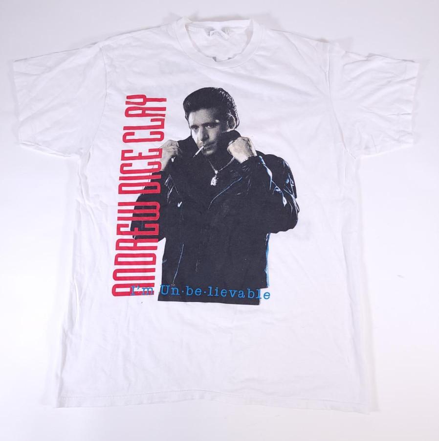 

Vintage 1990 Andrew Dice Man Clay White Graphic T-shirt, size S-4XL M