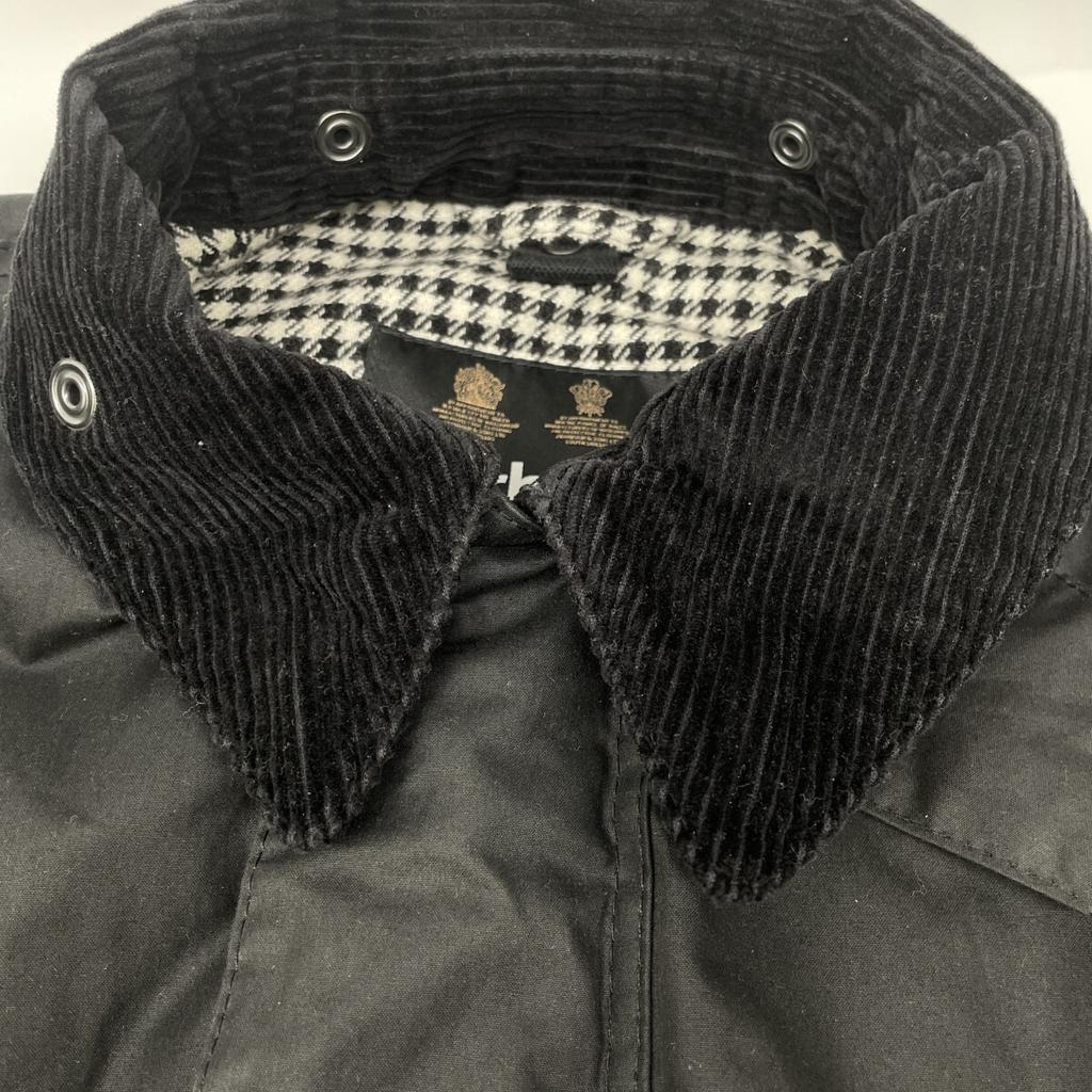 Barbour B&Y Exclusive 22AW 222MWX2134 BORDER MOON Wool Houndstooth Lined Oiled Coat Jacket 38 blackUsed